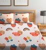 Multicolor Characters 300 TC Cotton Blend Double Size Bedsheet With 2 Pillow Covers