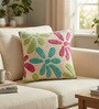 Beige Polyester Floral 20x20 inches Cushion Cover