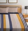 Multicolor Stripes 300 TC Cotton Blend Double King Size Bedsheet With 2 Pillow Covers