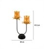 Black Metal 2 Votive Tea Light Holder With Black Glass