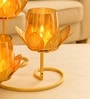 Golden Metal Lotus Votive Tea Light Holder Set Of 3