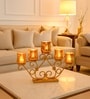 Golden Metal 5 Votive Tea Light Holder With Vintage Glass