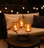 Golden Metal 3 Votive Tea Light Holder With Black Frame