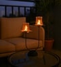 Black Metal 2 Votive Tea Light Holder With Black Glass