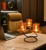 Golden Metal 3 Votive Tea Light Holder With Black Frame