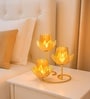 Golden Metal Lotus Votive Tea Light Holder Set Of 3