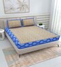 Blue Traditional 220 TC Cotton  Double Queen Bedsheet with 2 Pillow Covers
