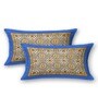 Blue Traditional 220 TC Cotton  Double Queen Bedsheet with 2 Pillow Covers