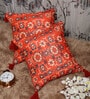Red Traditional Velvet 16 x 16 Inch Cushion Covers (Set of 2)