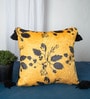Yellow Floral Velvet 16 x 16 Inches Cushion Cover