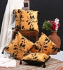 Yellow Floral Velvet 16 x 16 Inches Cushion Covers with Tassels (Set of 5)