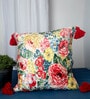 Multicolor Floral Velvet 16 x 16 Inches Cushion Cover