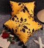 Yellow & White Floral Velvet 16 x 16 Inches Cushion Covers (Set of 2)