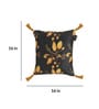 Grey Floral Velvet 16 x 16 Inches Cushion Covers with Tassels (Set of 2)