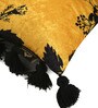 Yellow & White Floral Velvet 16 x 16 Inches Cushion Covers (Set of 2)