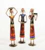 Multiclolour Iron Rural Lady Set Of 3