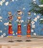 Multiclolour Iron Rural Lady Set Of 3