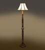 Multiclored Cotton Wooden Floor Lamp