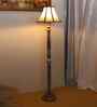 Multiclored Cotton Wooden Floor Lamp