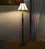 Multiclored Cotton Wooden Floor Lamp