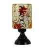 Oval Multicolour Fabric Shade Night Lamp With Metal Base