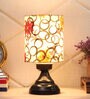 Oval Multicolour Fabric Shade Night Lamp With Metal Base