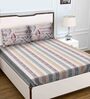 Multicolor Striped 180 TC Cotton Queen Sized Bed Sheets with 2 Pillow Covers