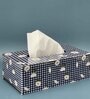 Blue Megurite Resin Printed Wooden Tissue Paper Holder Box for Dining Room