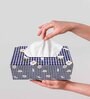 Blue Megurite Resin Printed Wooden Tissue Paper Holder Box for Dining Room