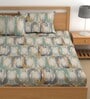 Multicolor 200 TC Abstract Cotton Queen Double Bedsheet 2 Pillow covers
