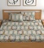 Multicolor 200 TC Abstract Cotton Queen Double Bedsheet 2 Pillow covers