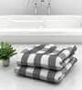 Grey Patterned 210 GSM Cotton Bath Towels (Set of 2)