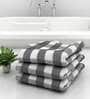 Grey Patterned 210 GSM Cotton Bath Towels (Set of 3)