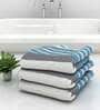 Blue Diamond Flower  210 GSM 100% Cotton Bath Towel (Set of 3)