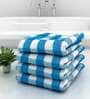 Blue Patterned 210 GSM Cotton Bath Towels (Set of 4)