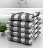 Grey Patterned 210 GSM Cotton Bath Towels (Set of 5)