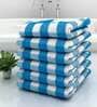 Blue Big Checks  210 GSM 100% Cotton Bath Towel (Set of 6)