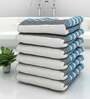 Blue Diamond Flower  210 GSM 100% Cotton Bath Towel (Set of 6)