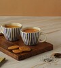 Parity 210ml White & Blue Ceramic (Set of 4) Tea Cup