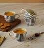Parity 210ml White & Blue Ceramic (Set of 4) Tea Cup