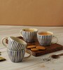 Parity 210ml White & Blue Ceramic (Set of 4) Tea Cup