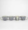 Parity 210ml White & Blue Ceramic (Set of 4) Tea Cup