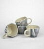 Parity 210ml White & Blue Ceramic (Set of 4) Tea Cup