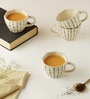 Ardent 210ml White & Black Ceramic (Set of 4) Tea Cup