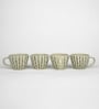 Ardent 210ml White & Black Ceramic (Set of 4) Tea Cup