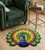 Multicolor 23x23 Inch Peacock Floral 7D Rubber Printed Rangoli Floor Mat