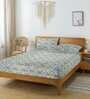 Multicolor Abstract 144 TC Cotton King Flat Bedsheet With 2 Pillow Covers