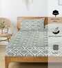 Multicolor Abstract 144 TC Cotton King Flat Bedsheet With 2 Pillow Covers