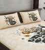 Multicolor Pecock 180 TC Cotton King Sized Bedsheet with 2 Pillow Covers