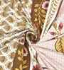 Brown Flower 180 TC Cotton King Sized Bedsheet with 2 Pillow Covers